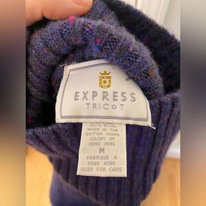 Express Tricot Women’s Deep Purple Turtleneck Wool Sweater Size M